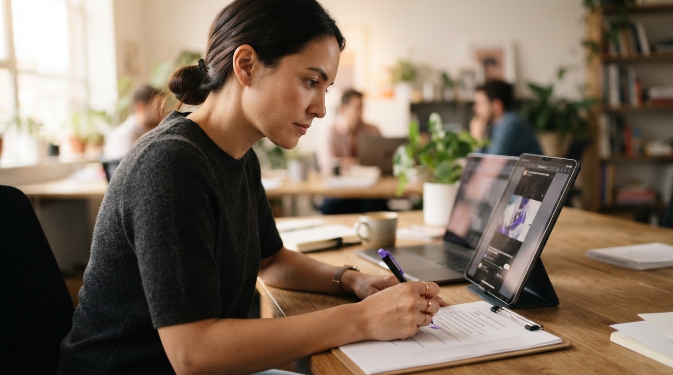 Marking checklist items while previewing a vertical ad