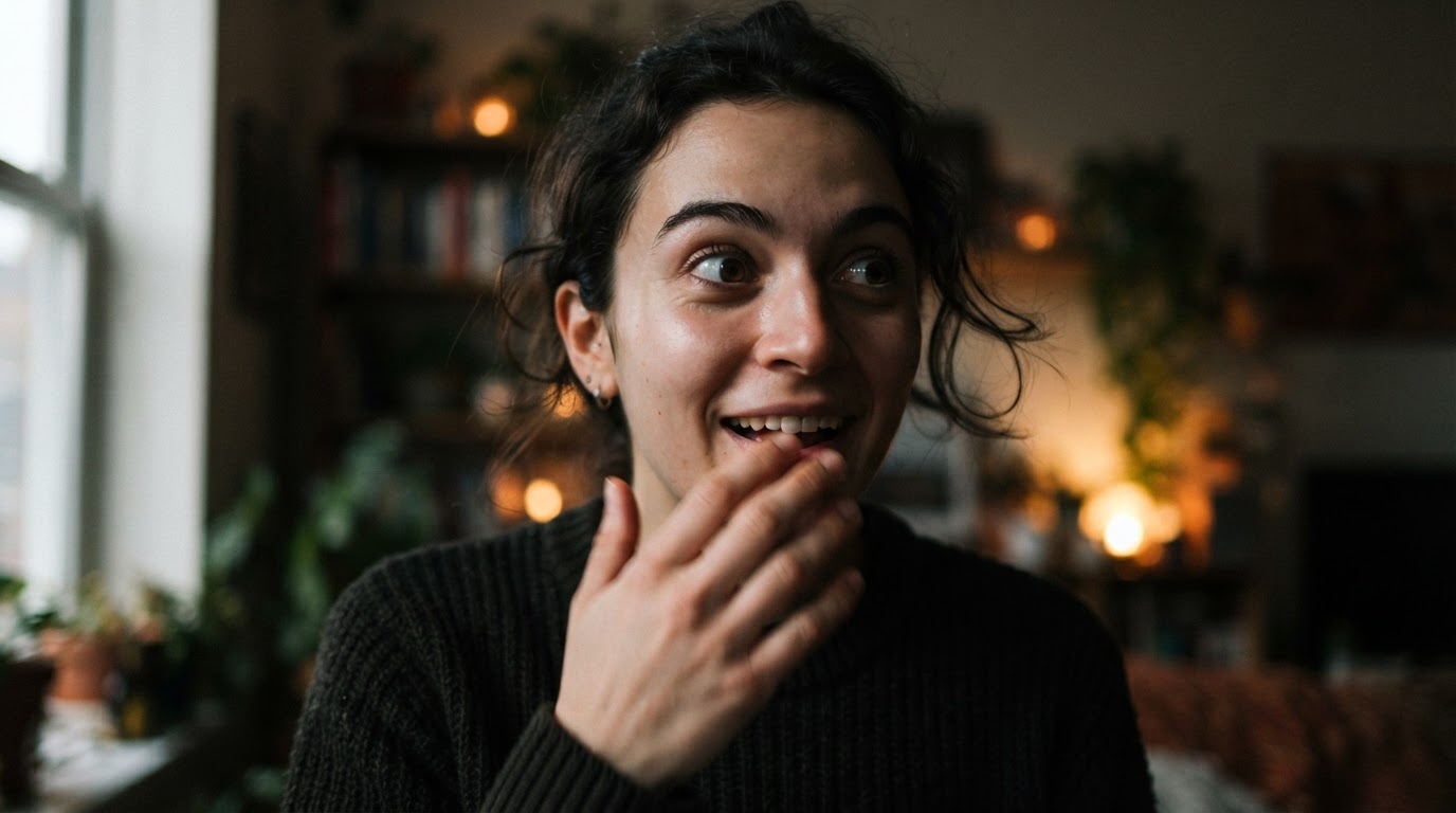Portrait-style close-up of a person as an engaging hook clip
