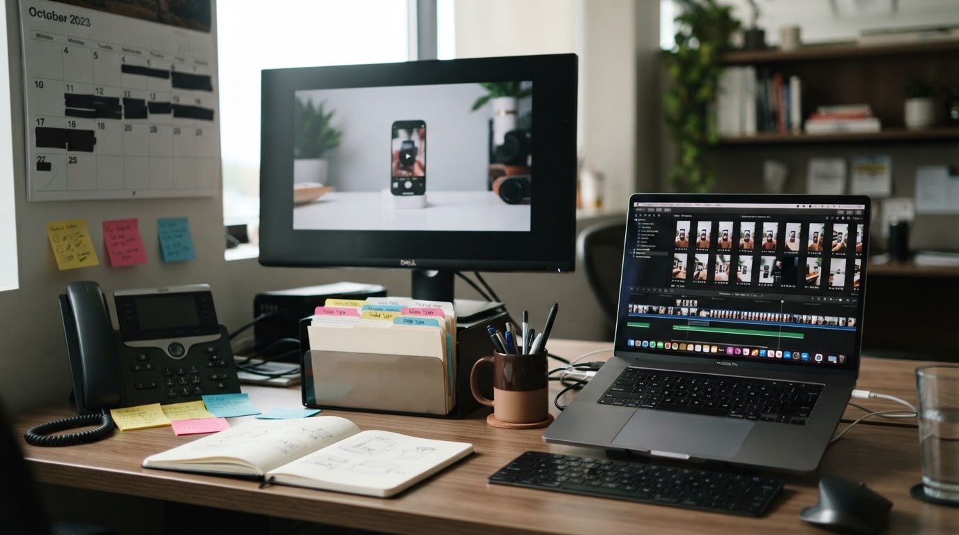 Workspace showing batch export process pairing one demo with many hook clips