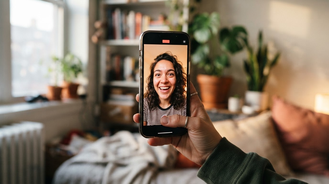 Phone vertical frame showing a casual talking-head style product reaction
