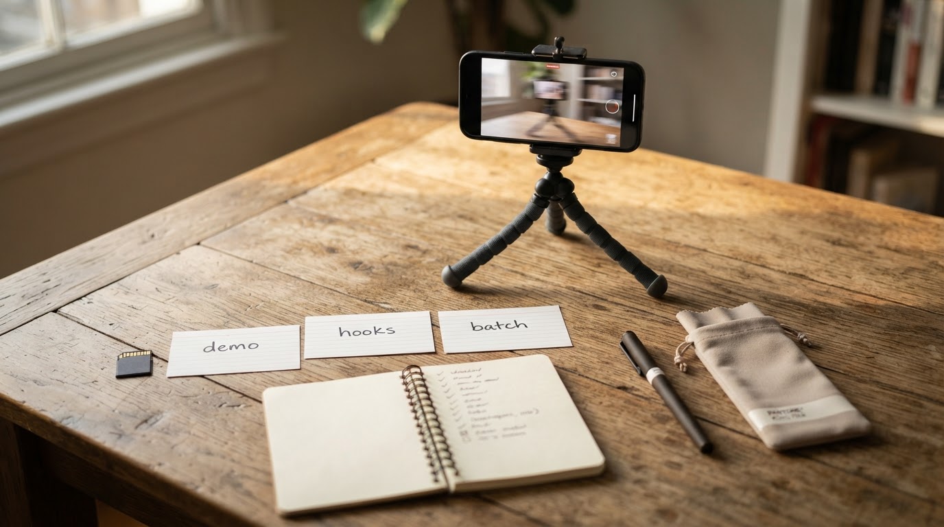Step-by-step starter kit: product demo clip, a few hook clips, and a simple checklist